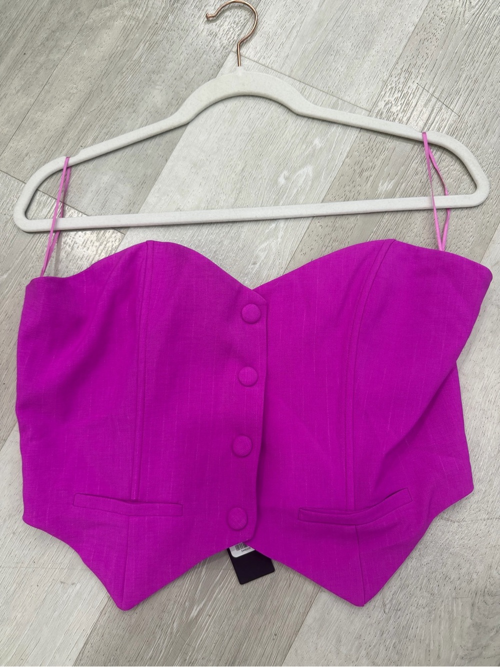 NWT - Fashion Nova Strapless Corset Top & Wide Leg Pants Set - Hot Pink - Picture 2 of 5